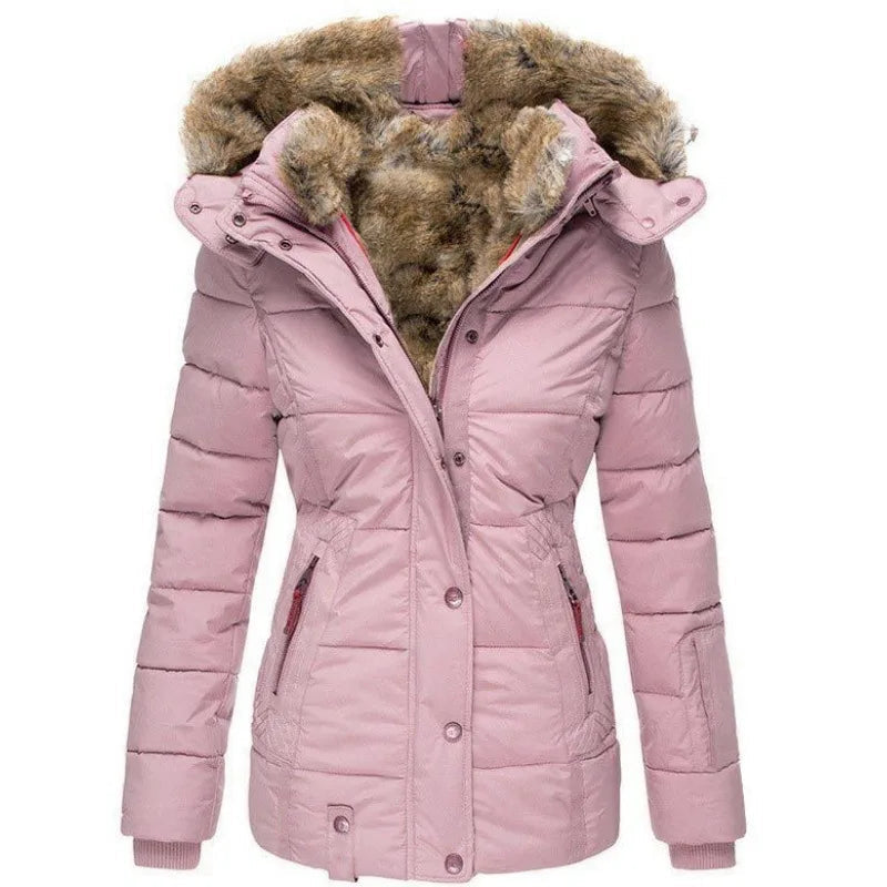 Hooded faux fur coat for women | Celeste