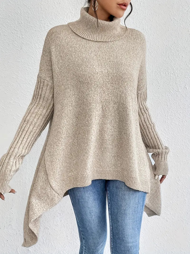 Oversized knit turtleneck everyday jumper for women | Elowen -4
