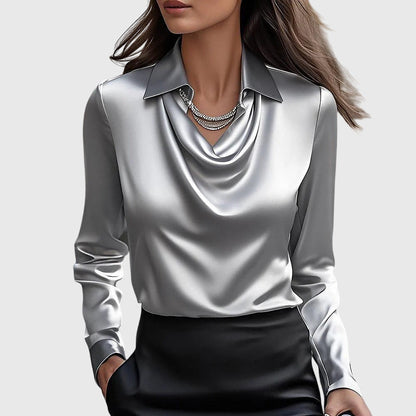 Aurelle Elara draped-neck blouse for women