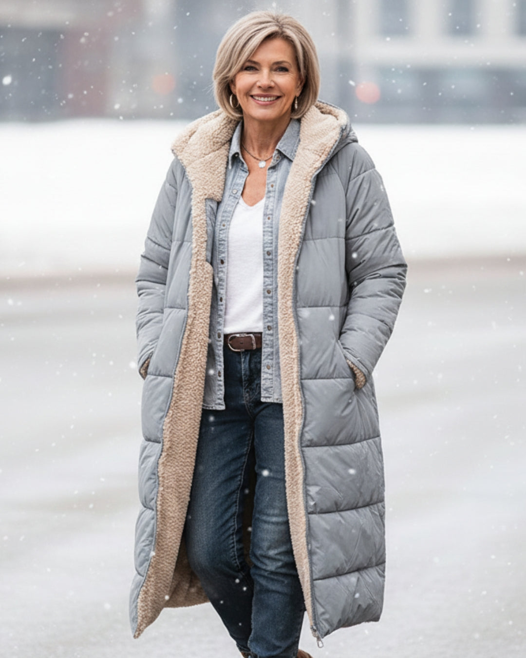 Warm sherpa-lined winter coat for women | Eleanor -14