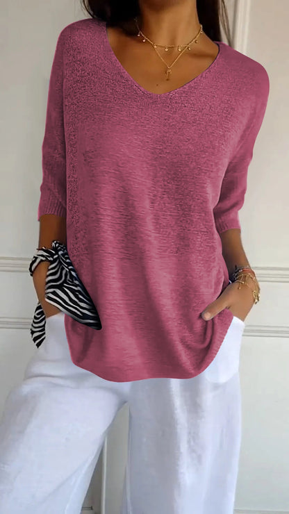 Classic timeless V-neck everyday top for women | Jill -3