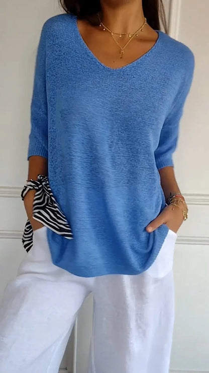 Casual V-neck relaxed everyday top for women | Lauren -5