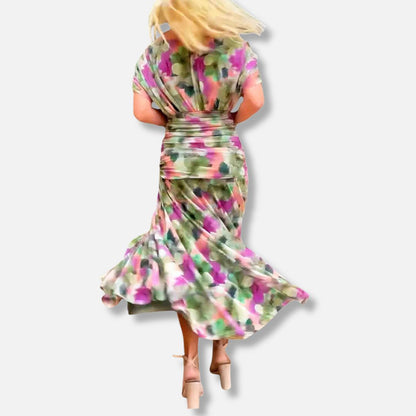 Graceful floral v-neck maxi dress for women | Amara -22