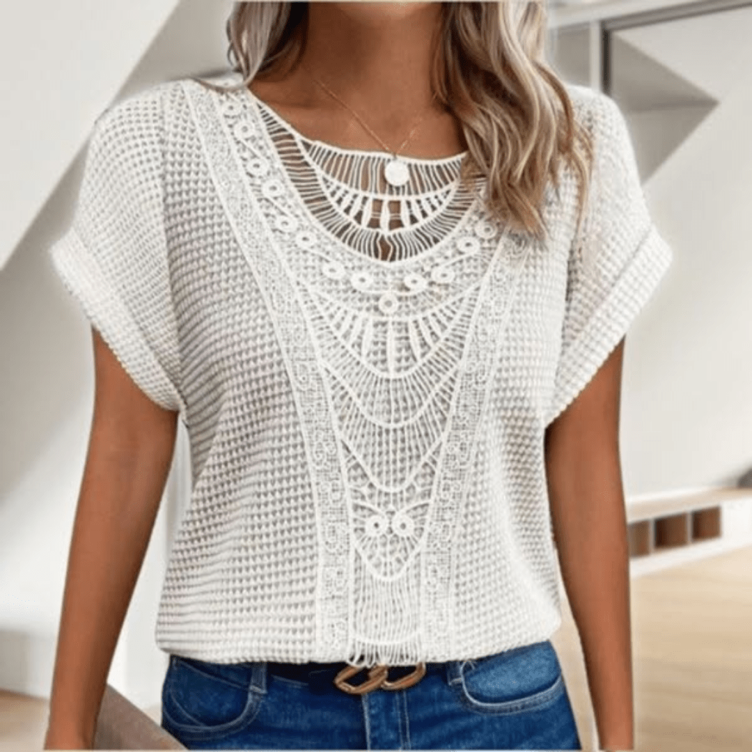 Elegant Ibiza-style relaxed top for women | Simone -2