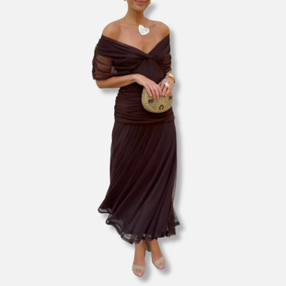 Graceful floral v-neck maxi dress for women | Amara -1