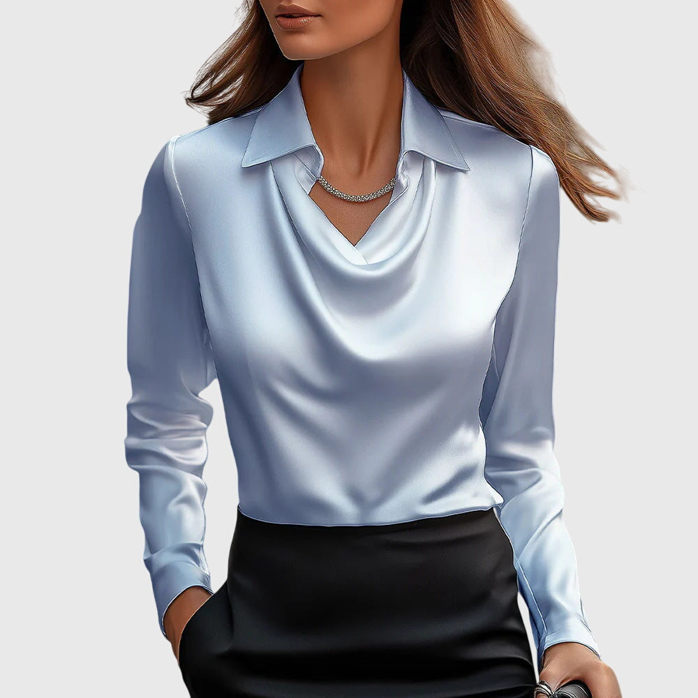Aurelle Elara draped-neck blouse for women