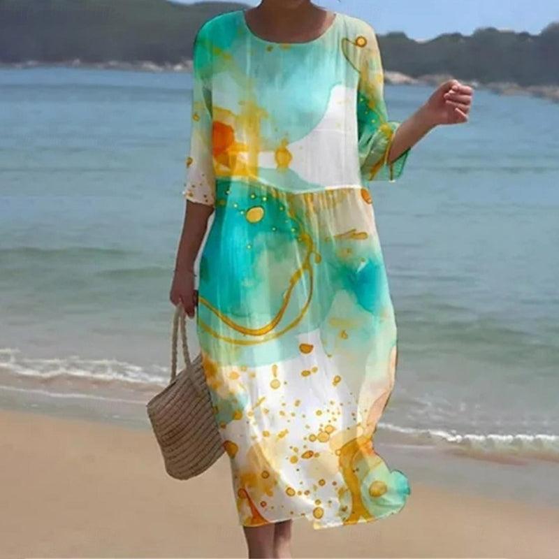 Elegant floral shaping midi dress for women | Hillary -4