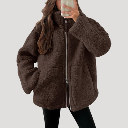 Teddy fleece zip-up jacket for women | Noelle
