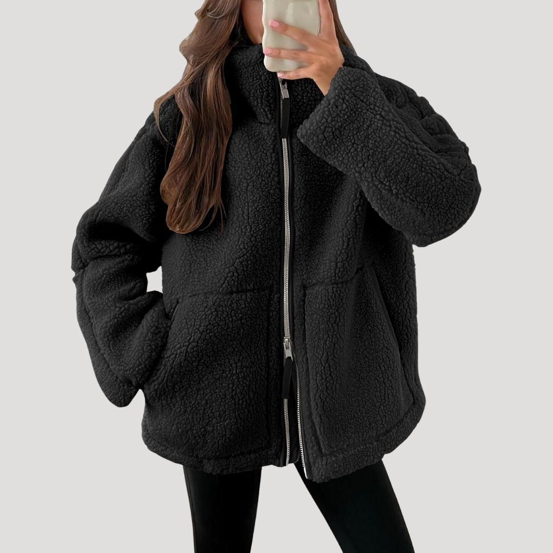Teddy fleece zip-up jacket for women | Noelle