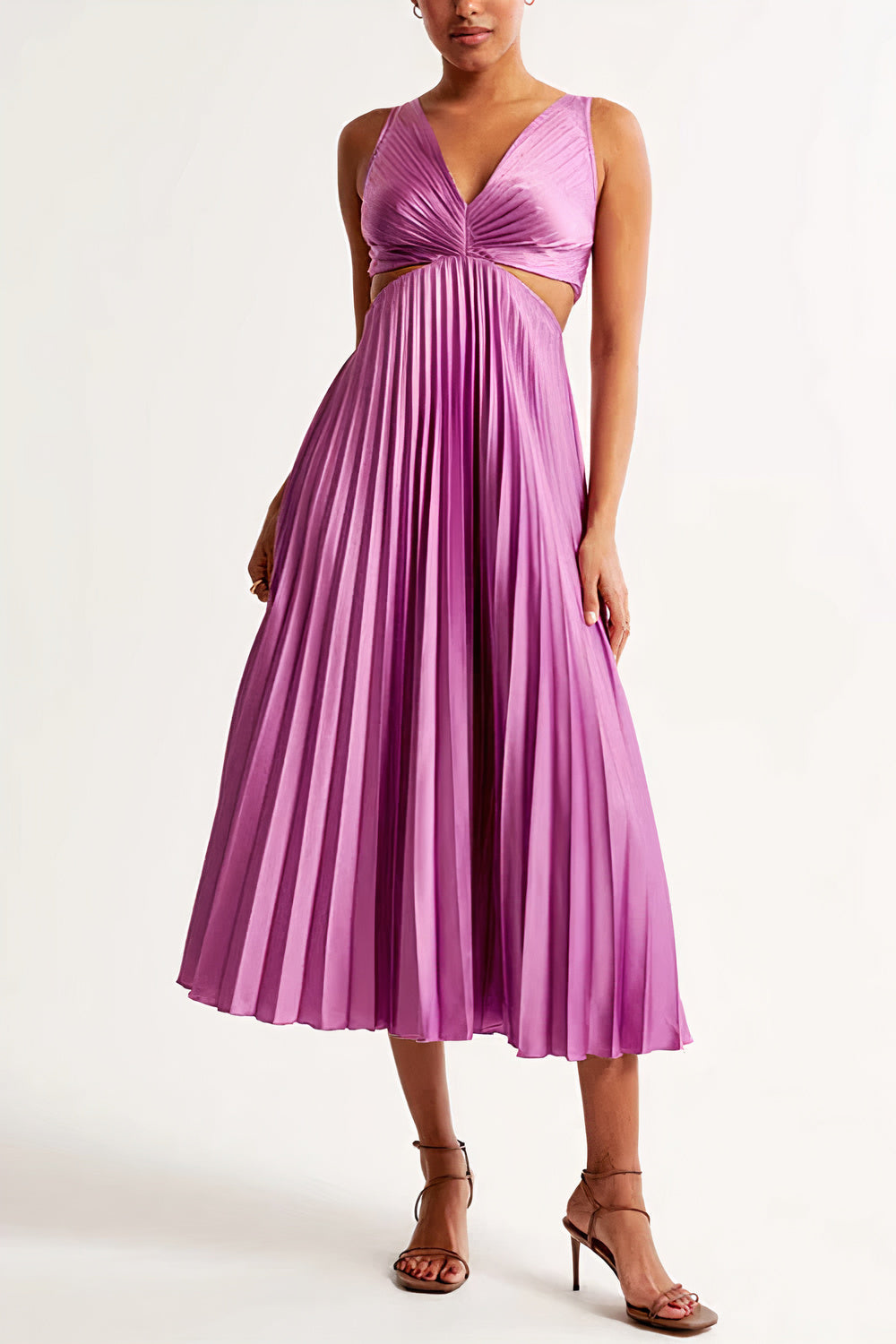 Aurelle Chelsy sophisticated pleated maxi dress for women