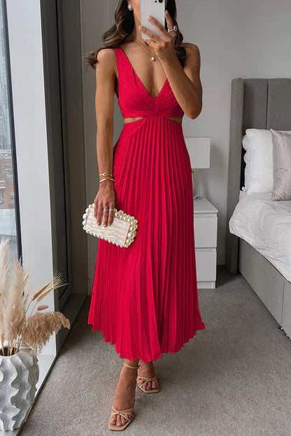 Aurelle Chelsy sophisticated pleated maxi dress for women