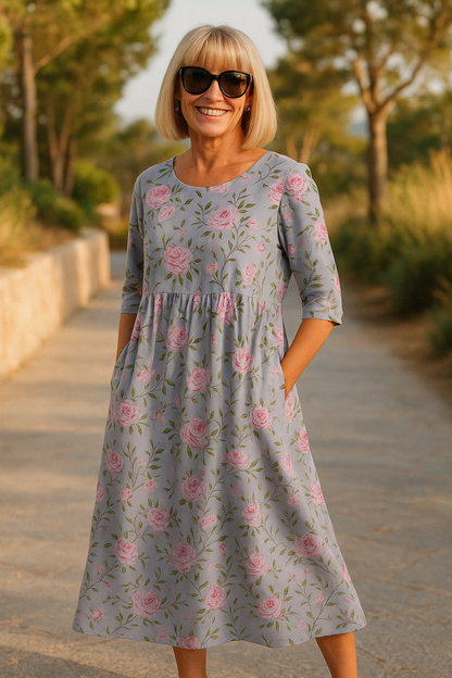 Light breezy everyday midi dress for women -7