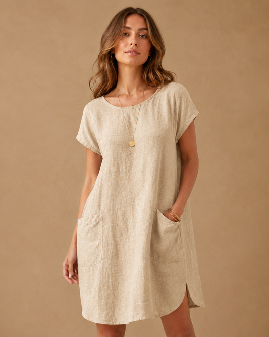 Short-sleeve summer midi dress for women | Isla