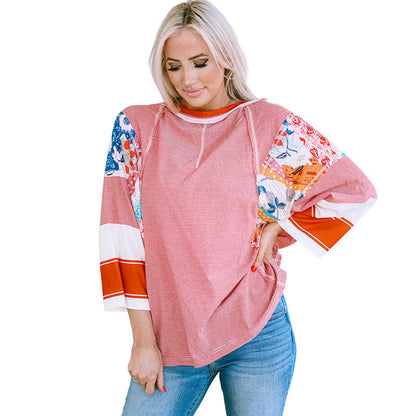 Lightweight patchwork batwing everyday top for women | Bailey -4