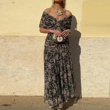 Graceful floral v-neck maxi dress for women | Amara -2