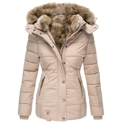 Hooded faux fur coat for women | Celeste
