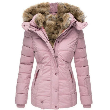 Hooded faux fur warm winter coat for women -5