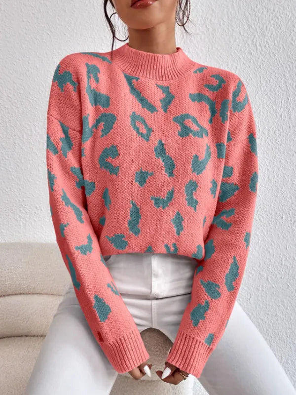 Bold leopard-print knit everyday jumper for women -7
