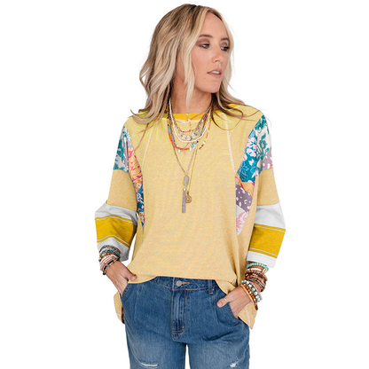 Lightweight patchwork batwing everyday top for women | Bailey -5