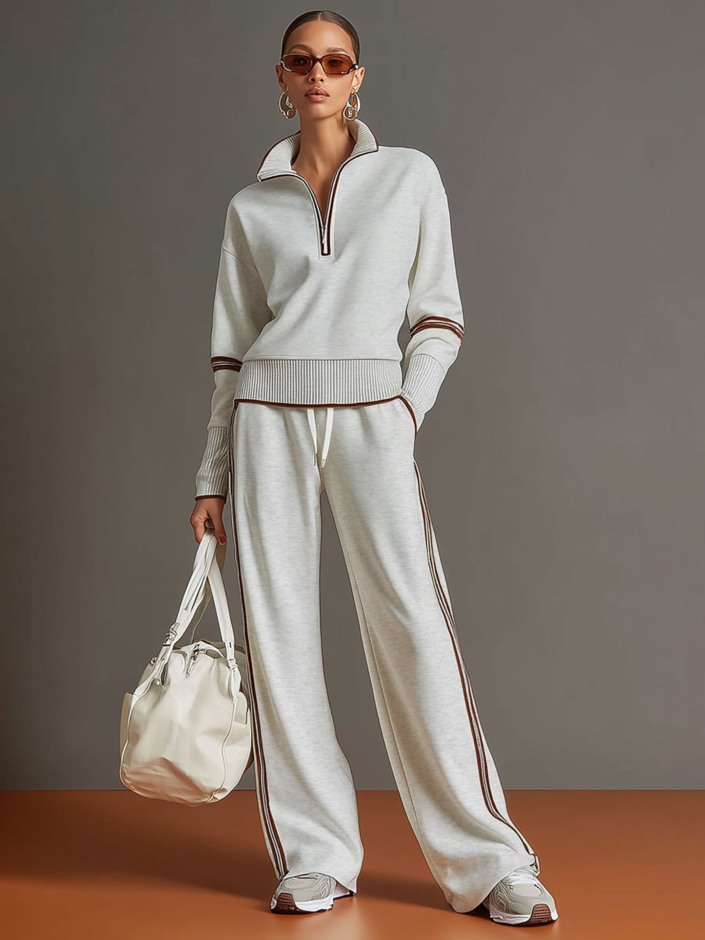 Sport-luxe half-zip co-ord set for women | Zerina -4