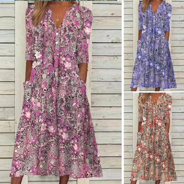 Aurelle Sabrina printed boho midi dress for women