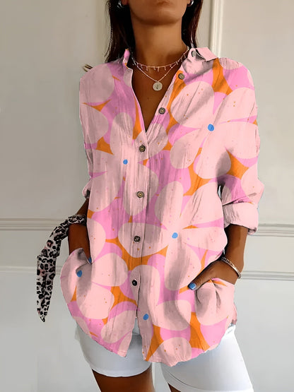 Aurelle Myrtille floral button-up blouse for women